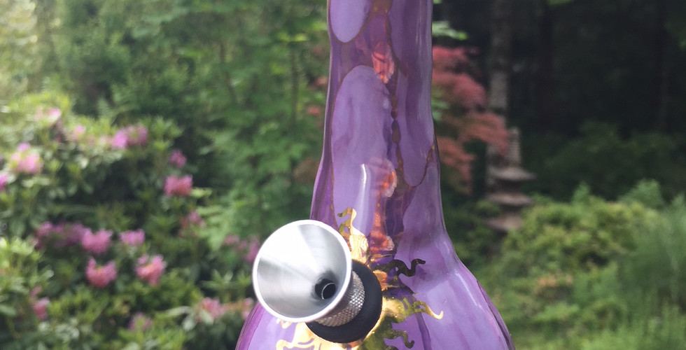 Ancient Creations Mini Bing in orchid with a metal bowl