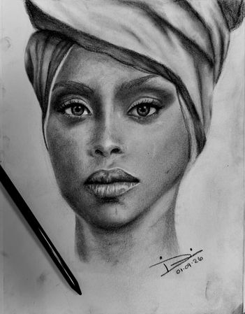 Charcoal Portrait of Erykah Badu