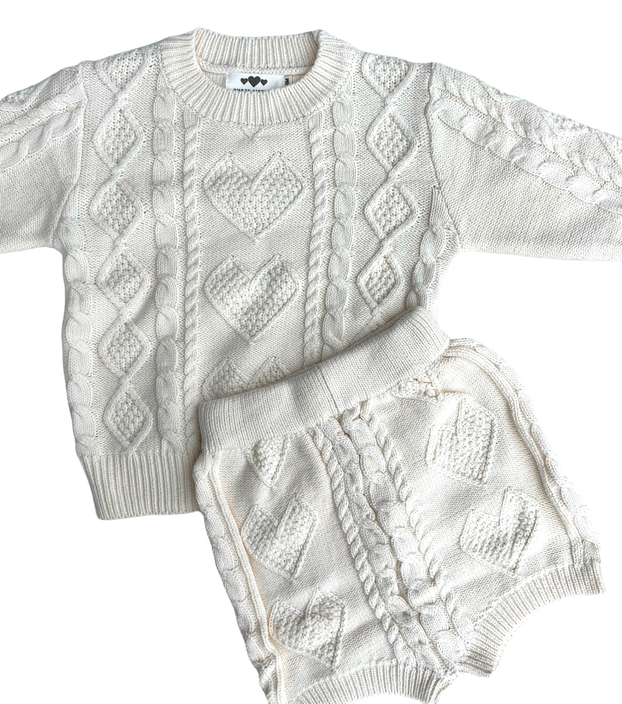 Heart Knit Set (White)