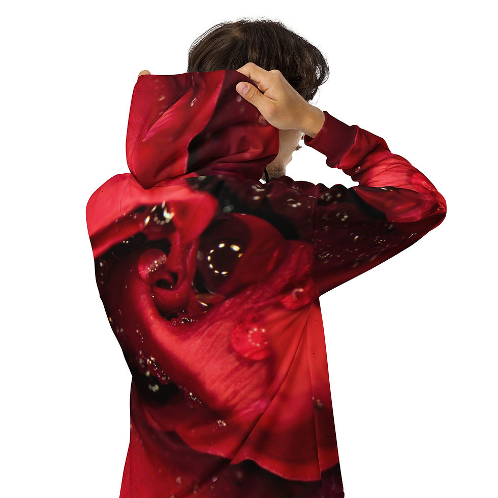 Miniaturbild: Man wearing Zip hoodie unisex 'Red Rose', back view