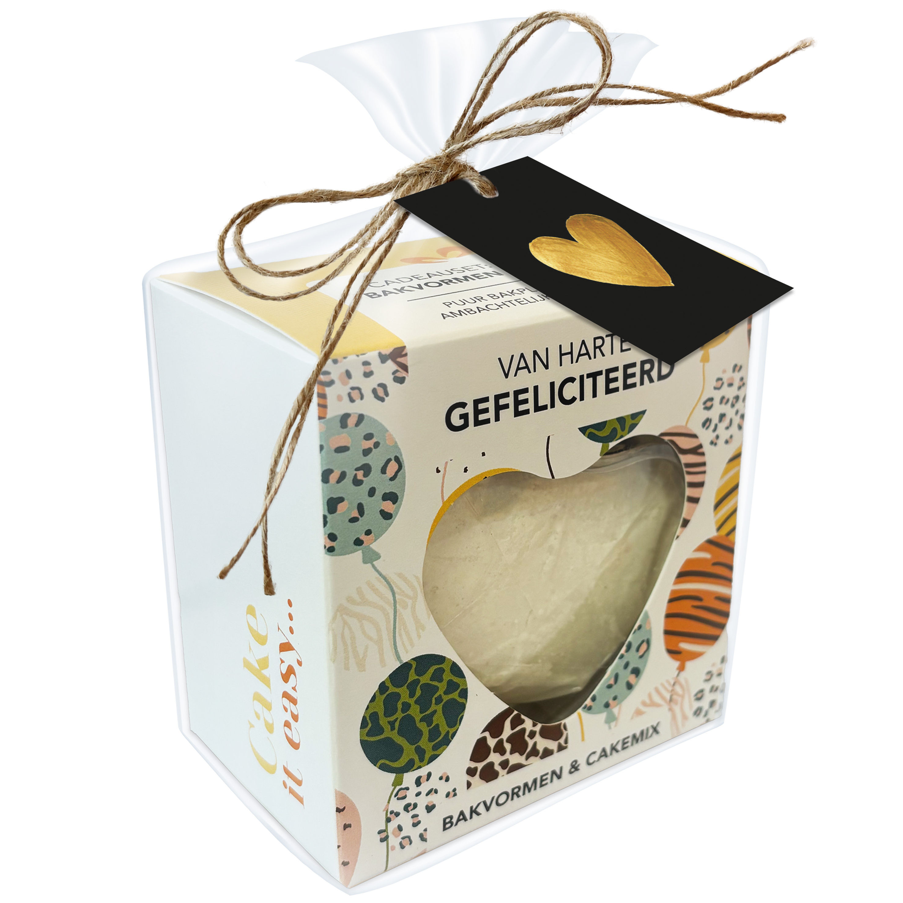 Cupcake Set - Van harte Gefeliciteerd - Cadeauverpakking - Hartje label