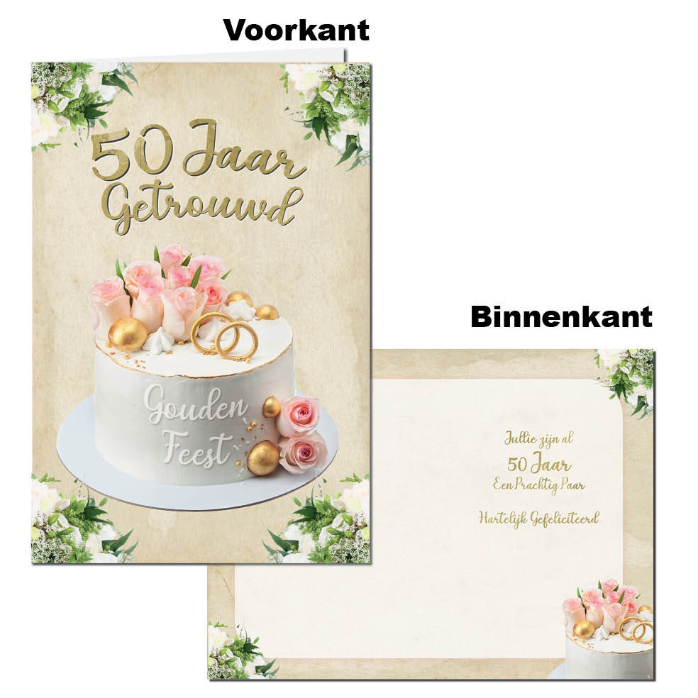 Wenskaart - 50 Jaar Getrouwd - Gouden Feest