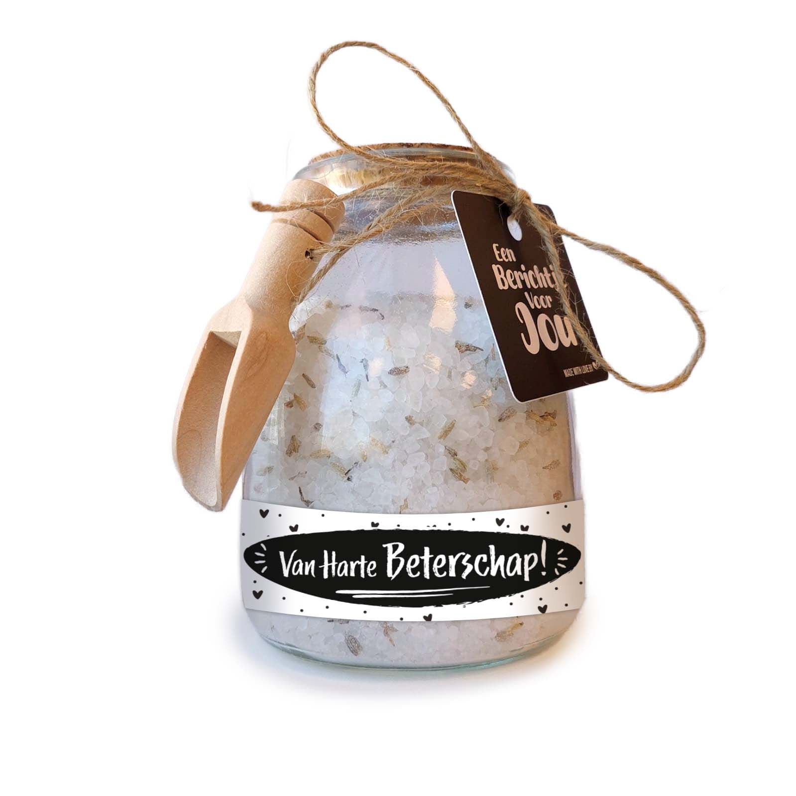 Glazen Stolp met Badzout - "Beterschap" 500gr