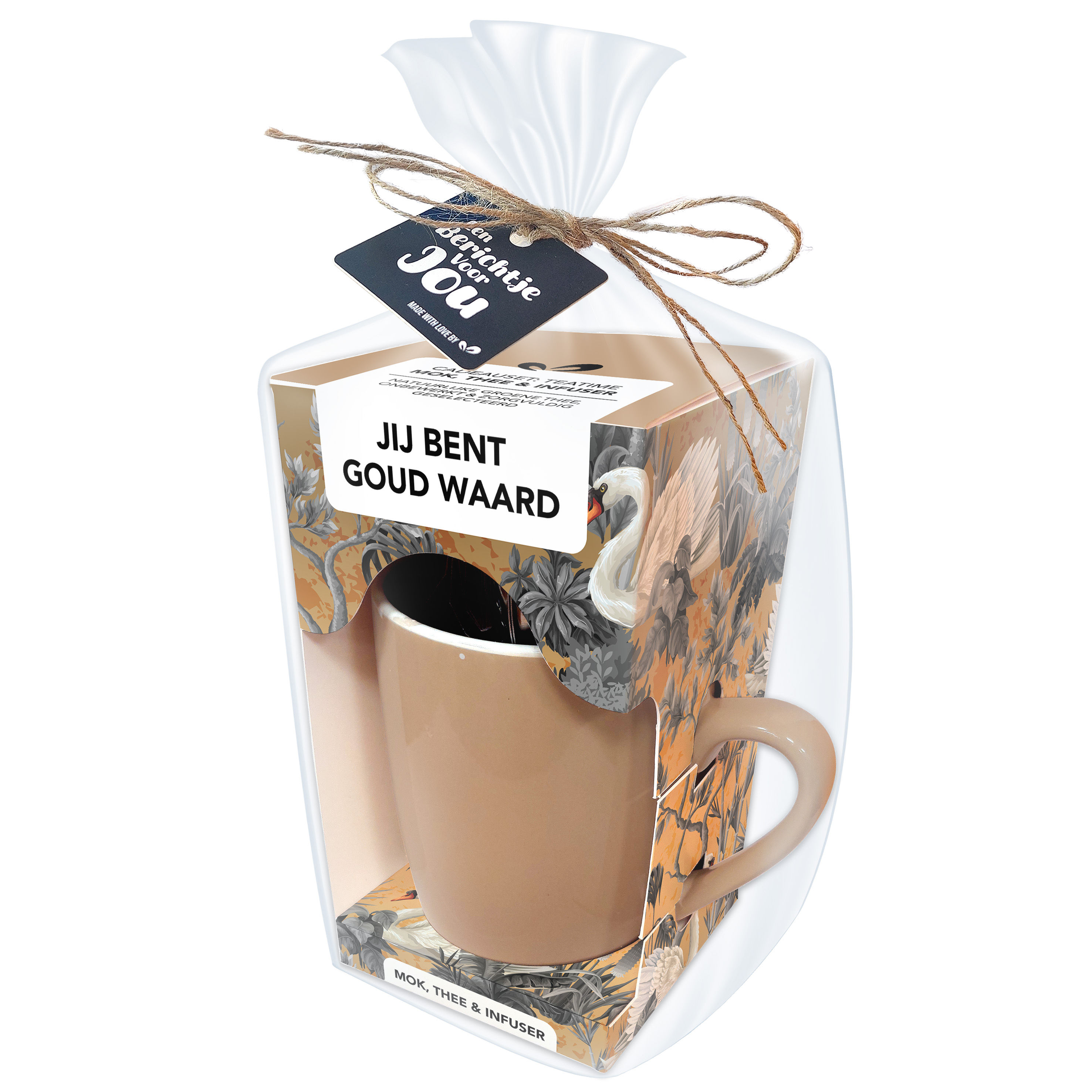 Theemok Set – Jij bent goud waard - Geschenkverpakking met keuze label