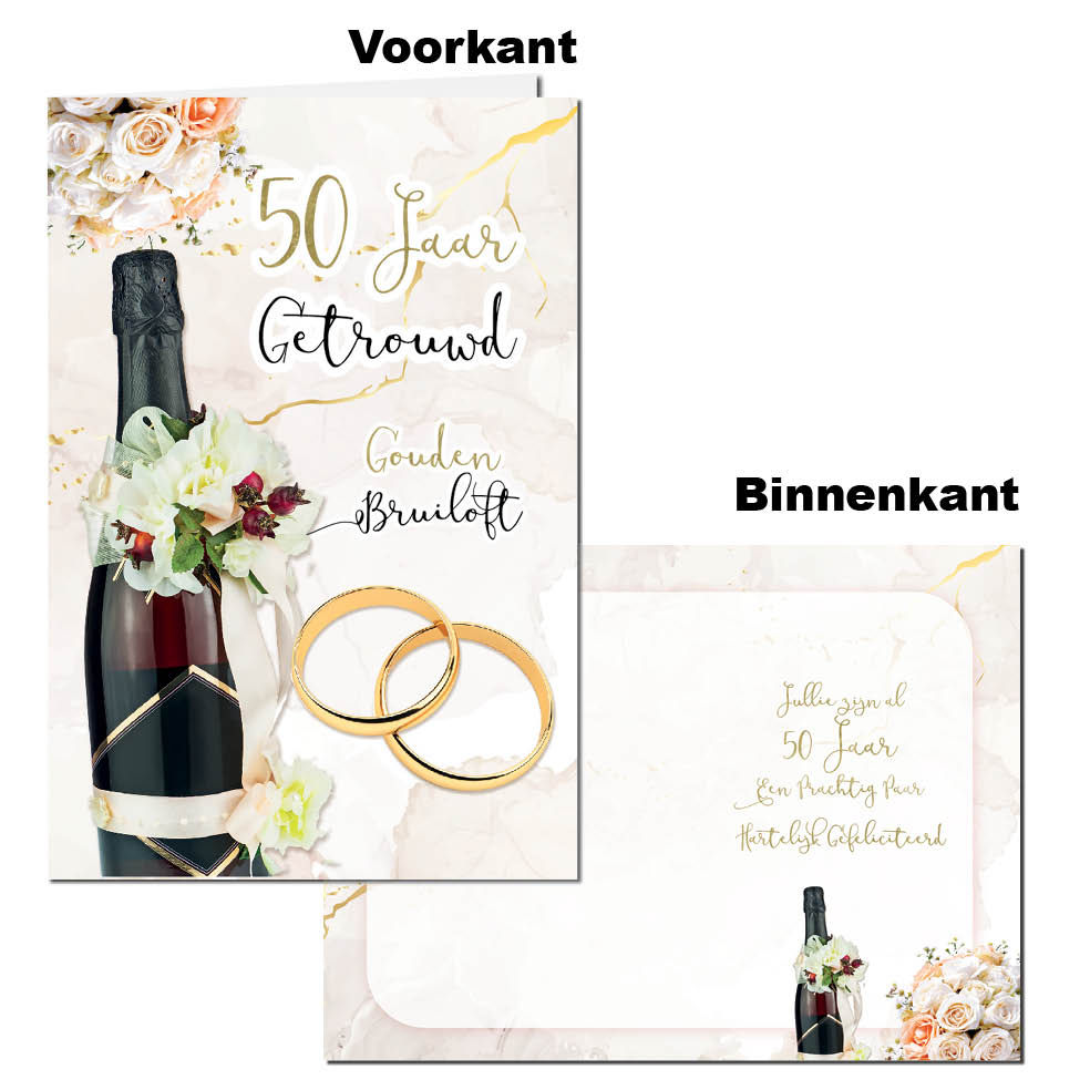 Wenskaart - 50 Jaar Getrouwd - Gouden Bruiloft