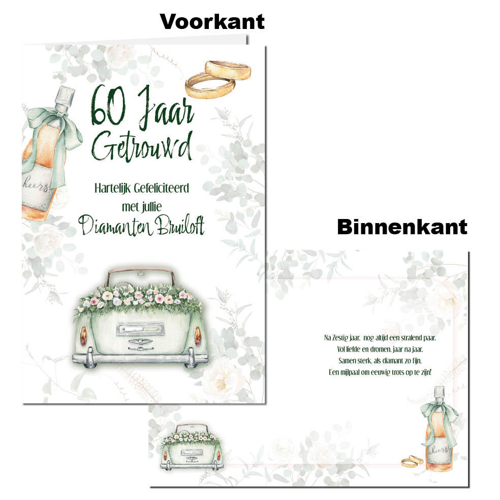 Wenskaart - 60 Jaar Getrouwd - Diamanten Bruiloft