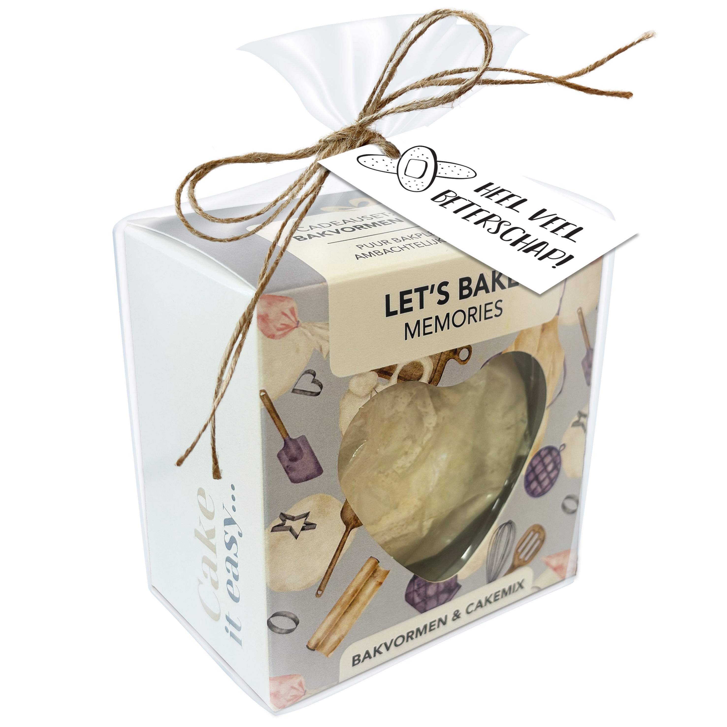Cupcake Set - Let's bake memories - Cadeauverpakking - Beterschap label