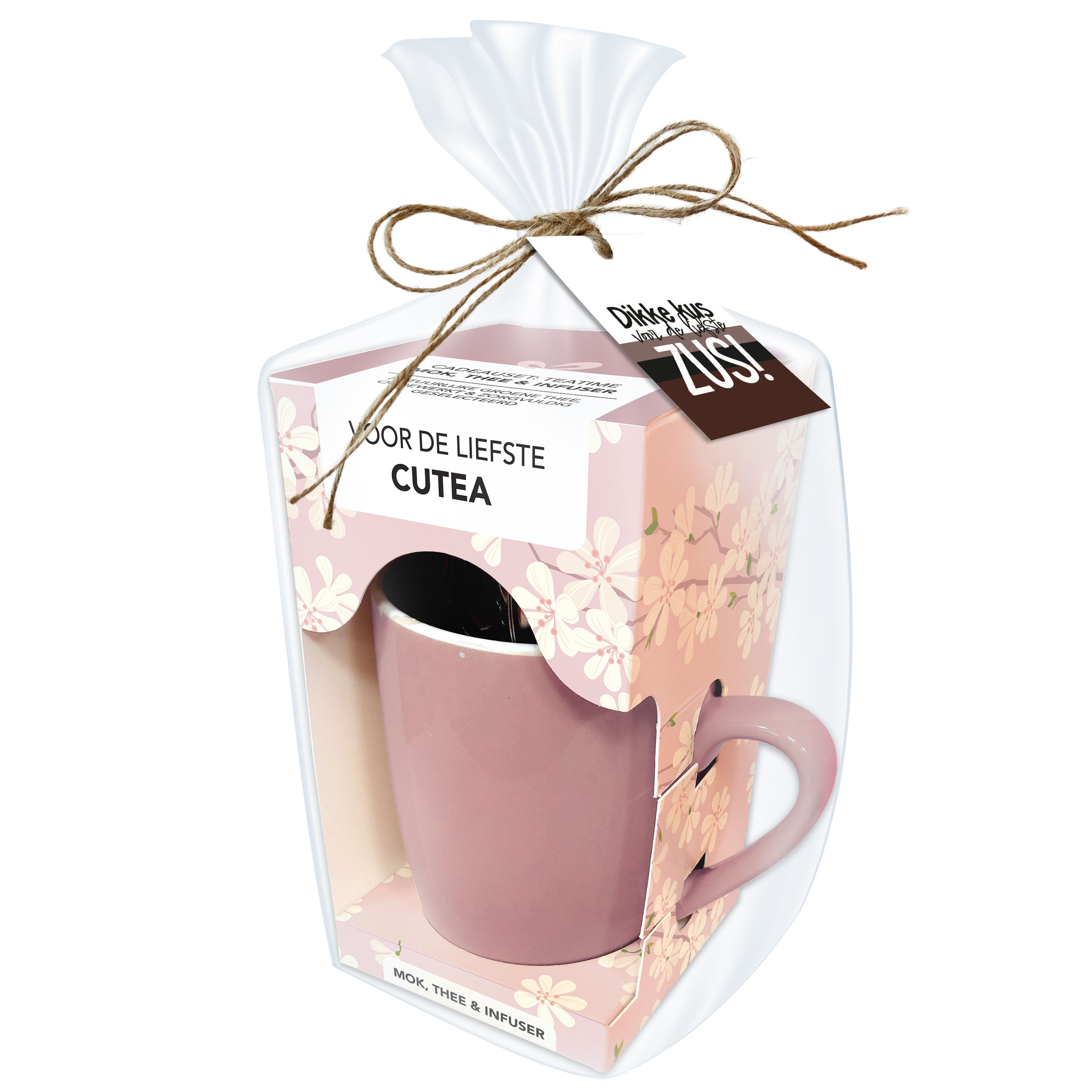 Theemok Set - Voor de liefste CUTEA - Geschenkverpakking - Zus label