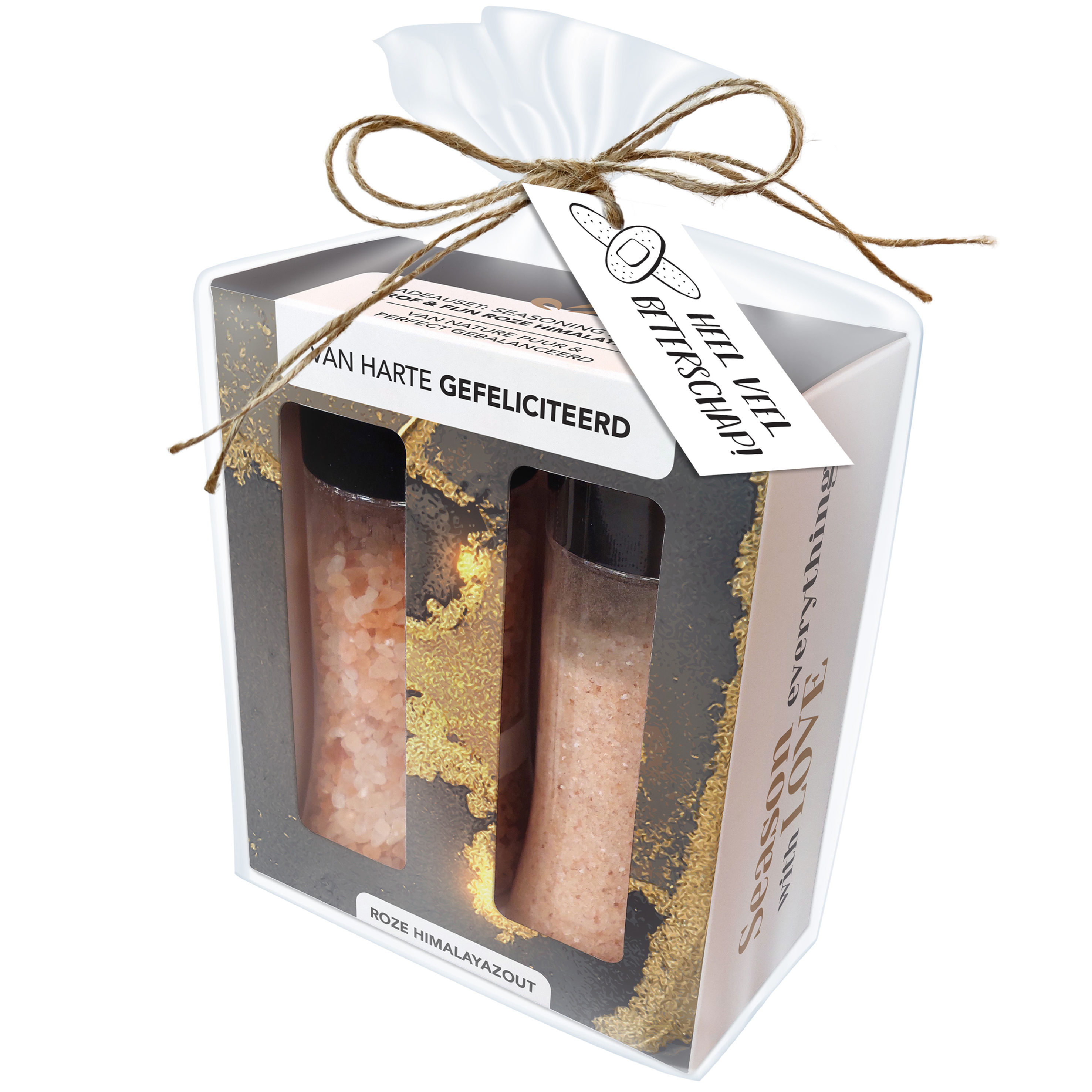 Himalayazout Set - Gefeliciteerd - Cadeauverpakking - Beterschap label