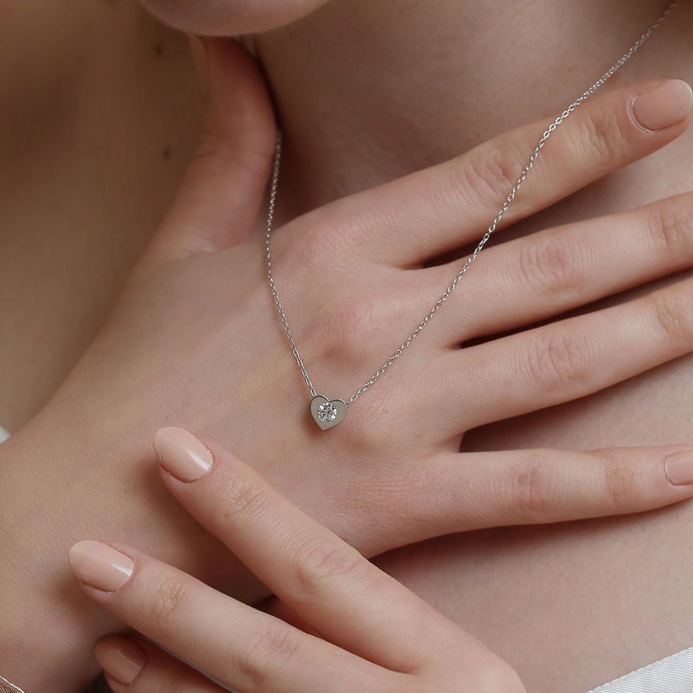 Küçük resim: Swarovski  Kristal  Tek Taş Kalp Kadın Gümüş Kolye