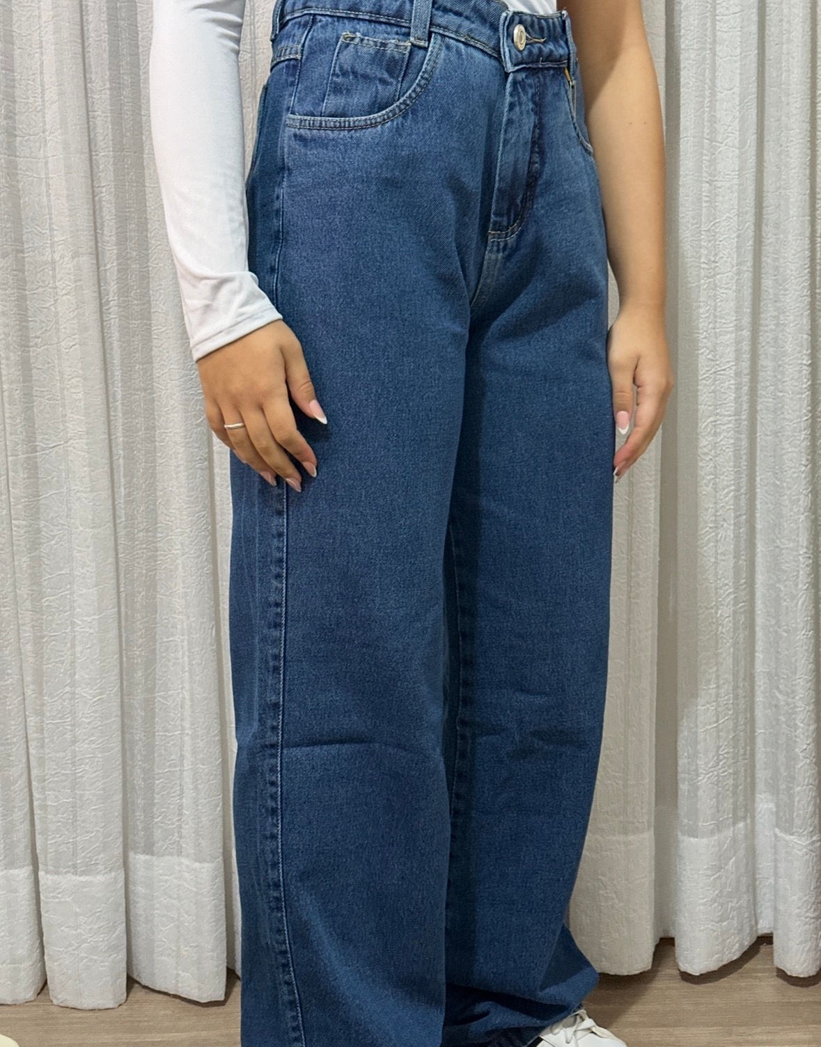 Calça Wide Leg Azul