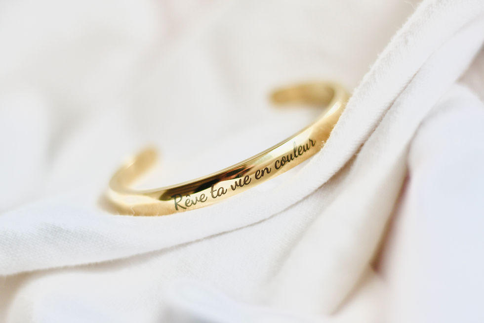 Bracelet Jonc "Rêve ta vie en couleur"doré