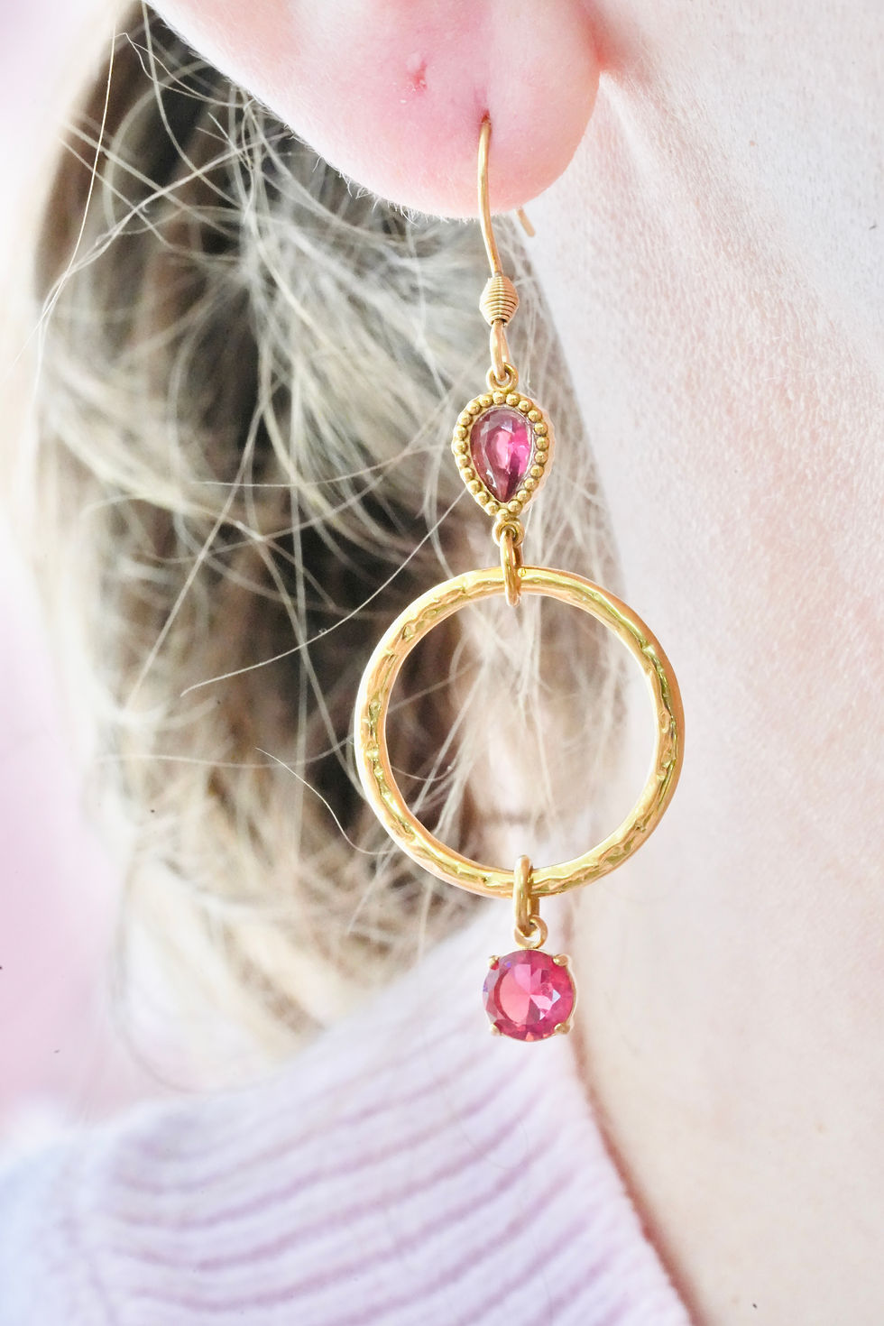 Miniaturbild: Boucles d'oreilles BOP013  bordeaux/dorées