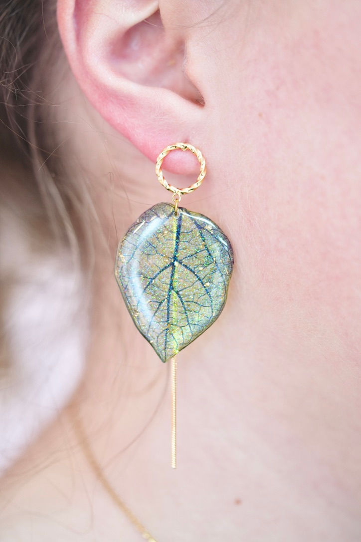 Miniature : Boucles d'oreilles Feulia vert/doré