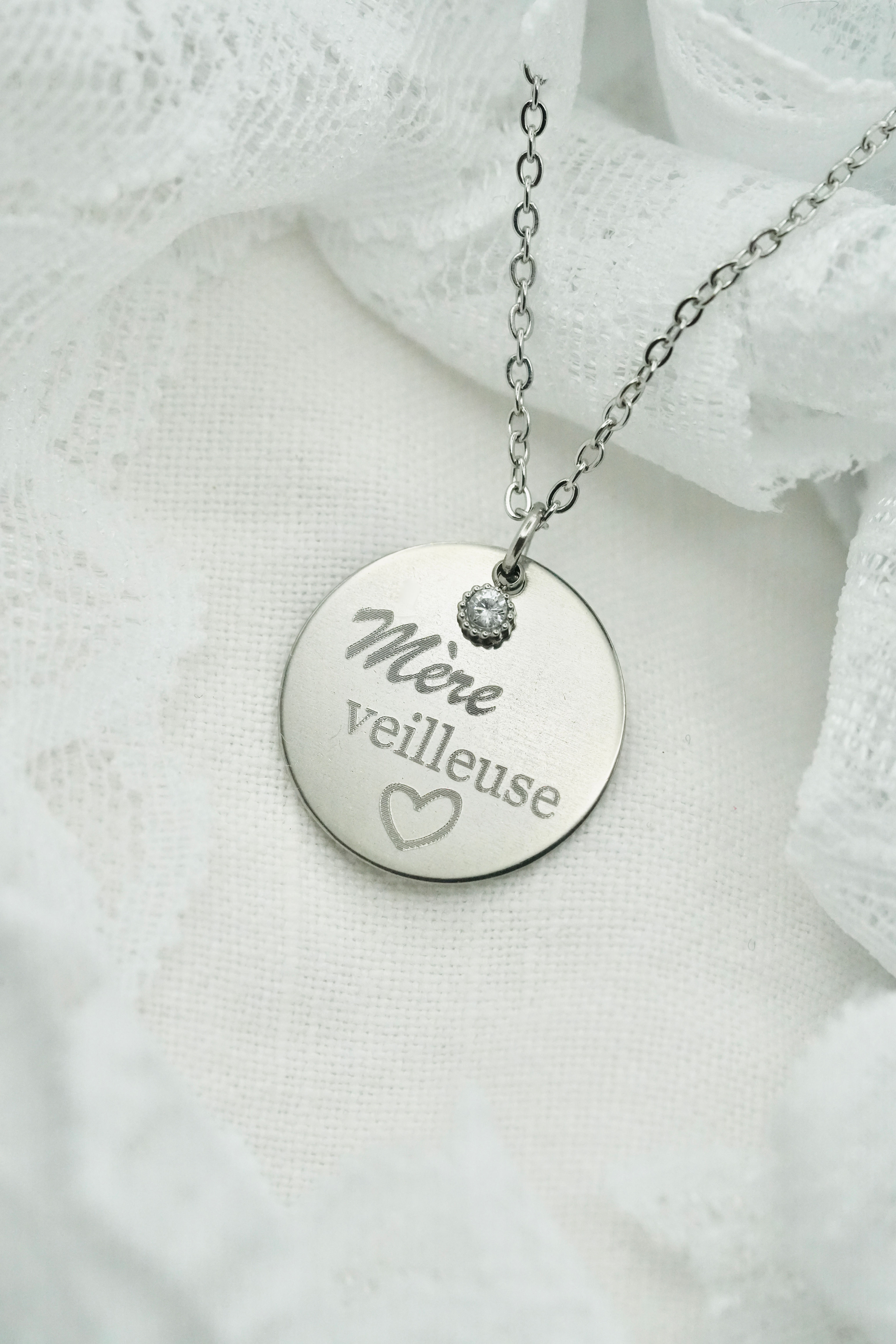 Collier Mère Veuilleuse (acier argenté)