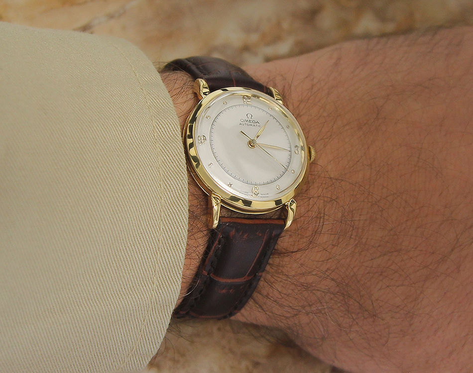 Thumbnail: Omega 18k Solid Gold Sde 1944 Mens Automatic Watchwiss Ma