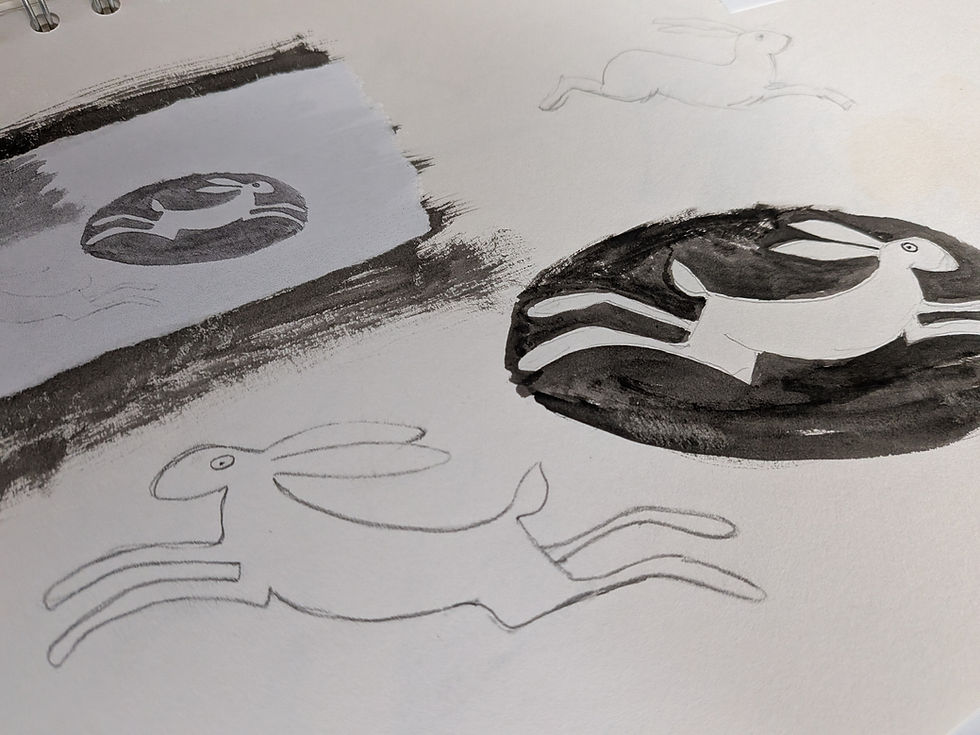 Sketches of a hare for silver necklace design