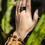 Thumbnail: Black Alligator Leather and Peacock Pearl Ring