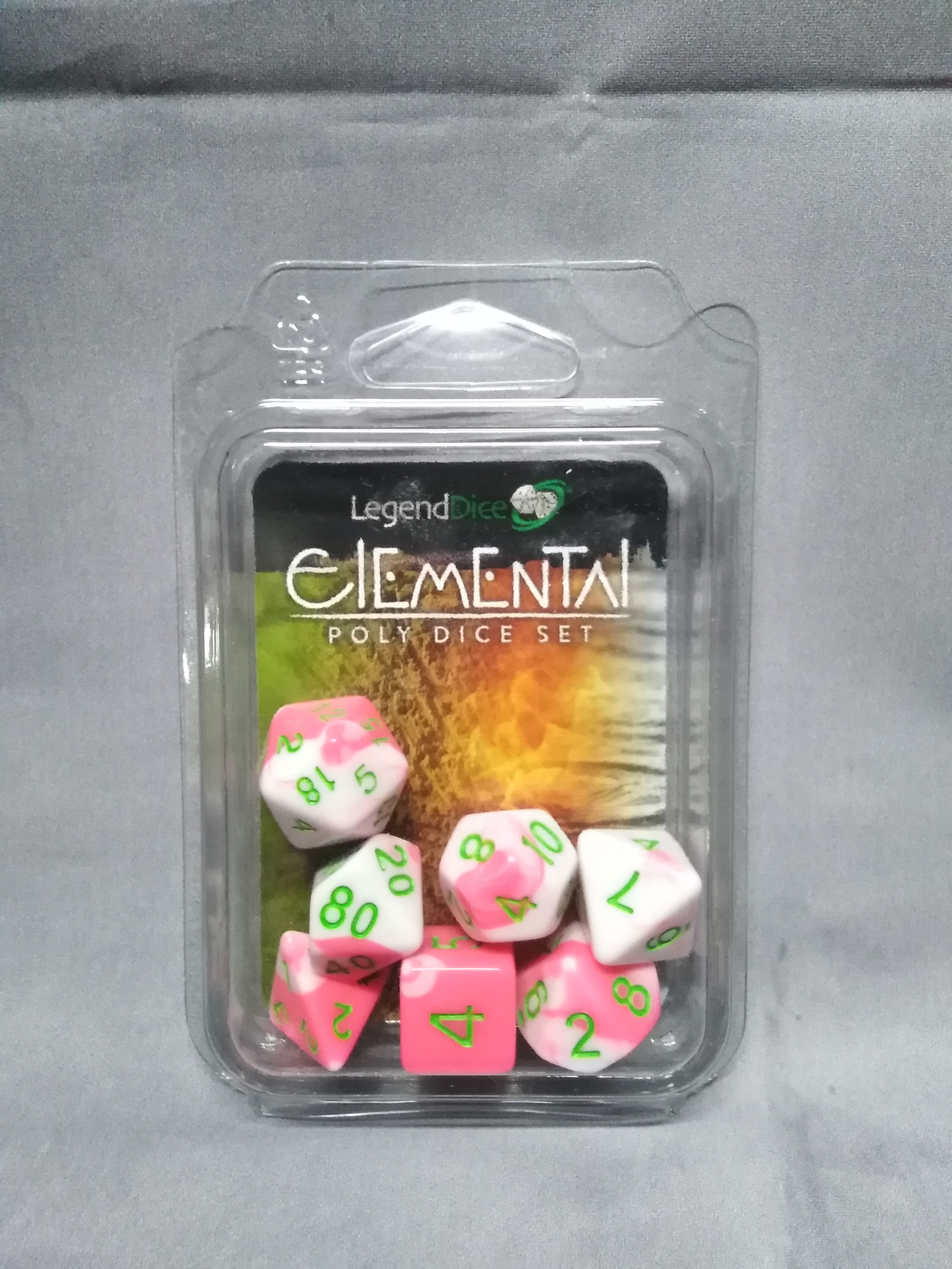 Legend Dice : Elemental Set Coral Pink & white