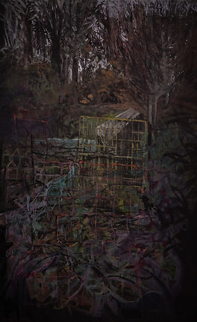 Jardinet à St Martin d'Etampes, Encre et acrylique sur asphalte,.JPG