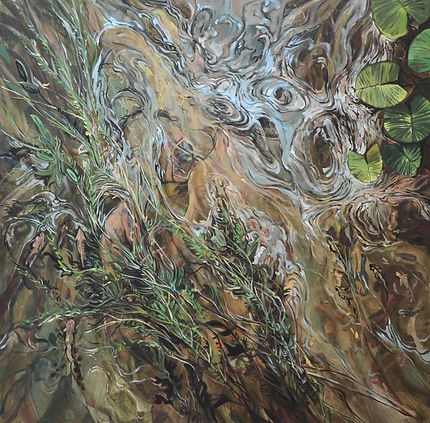 l'embrasement de la rivière (2022) 120x120 huile sur toile.JPG