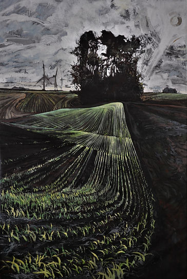 Face aux champs à Genouilly, 160x105cm, acrylique sur asphalte.JPG