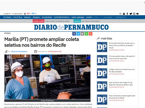 Marília (PT) promete ampliar coleta seletiva nos bairros do Recife
