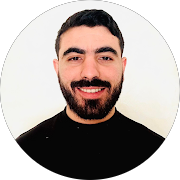 Souriant homme, portrait en cercle, fond blanc, visible sourire, URGENCE REPAIR.