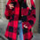 Thumbnail: Women's Elegant Plush Winter Coat Jacket - Black & White Houndstooth Check Patte