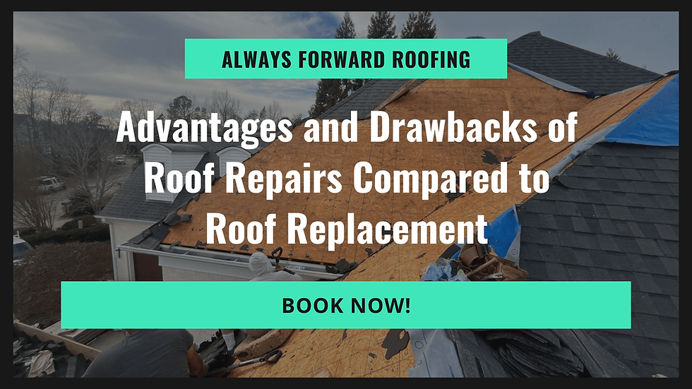 Roof repairs vs. replacement comparison by Always Forward Roofing. Explore the benefits and drawbacks for homeowners seeking professional roofing services.