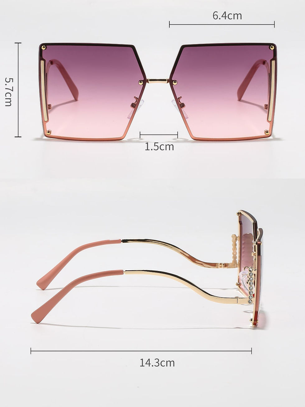 Thumbnail: Chic Square Studded Frame Sungasses