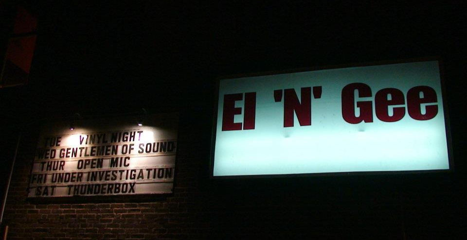 Sign of the El 'N' Gee in New London, Connecticut with the band Under Investigation.