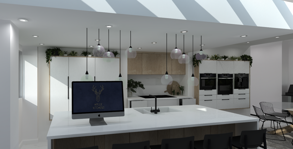 Scandinavian Kitchen Design with Acoustic Boarding Stockholm Door