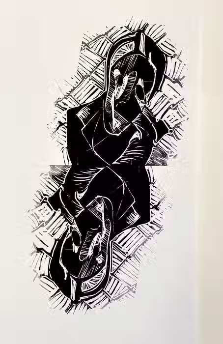 Monoprints by artists Barbara Benish and Enrique Leal for Michael J. Shapiro's book 