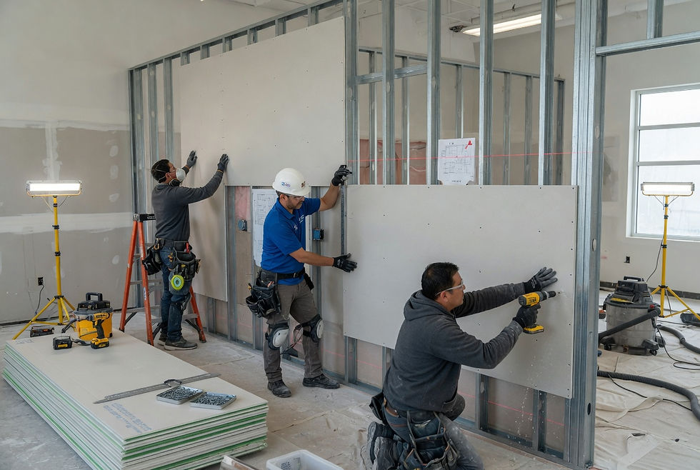 Installation of plasterboard structures during renovation