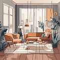 illustration of interior design photosho