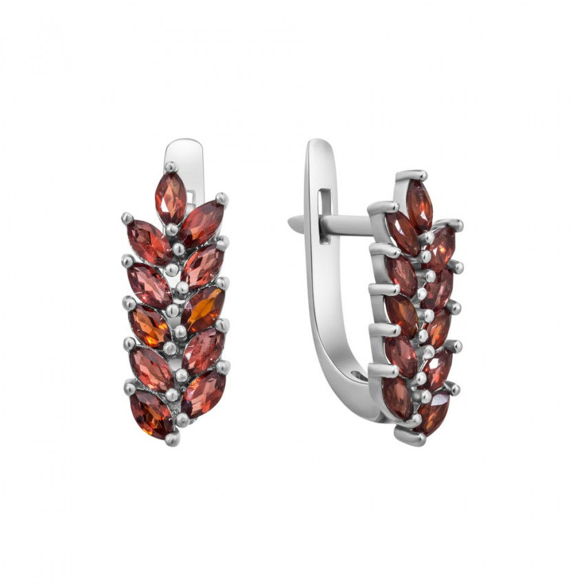 Серебряные серьги с гранатом 199-41