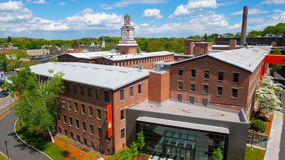 The Assabet River and the historic mill buildings in downtown Maynard