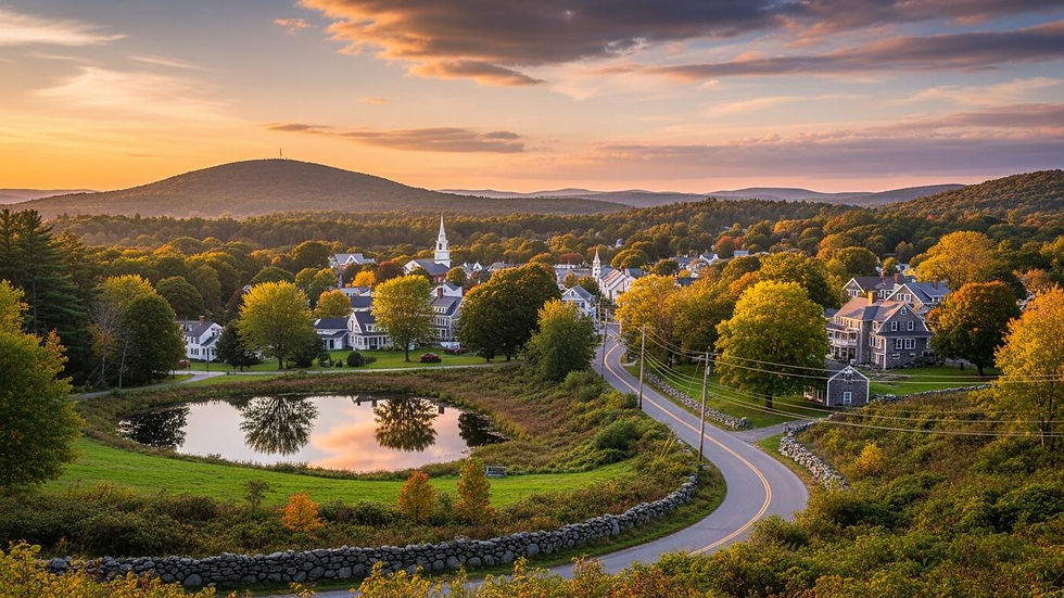 A scenic road in Stow, Massachusetts