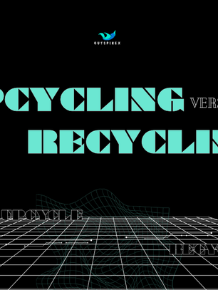 cyan text reading "upcycling vs recycling"