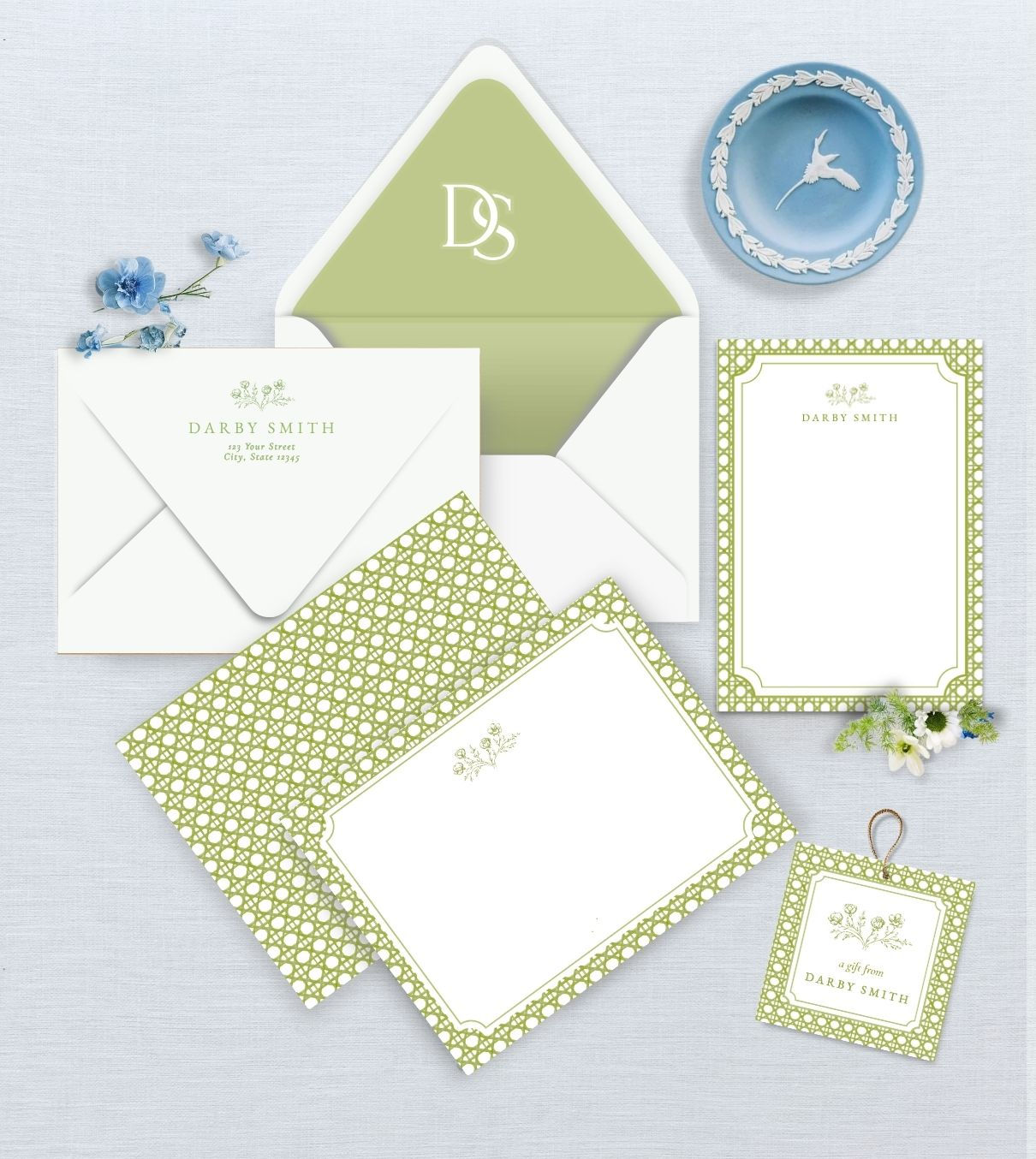 Rattan Stationery Set