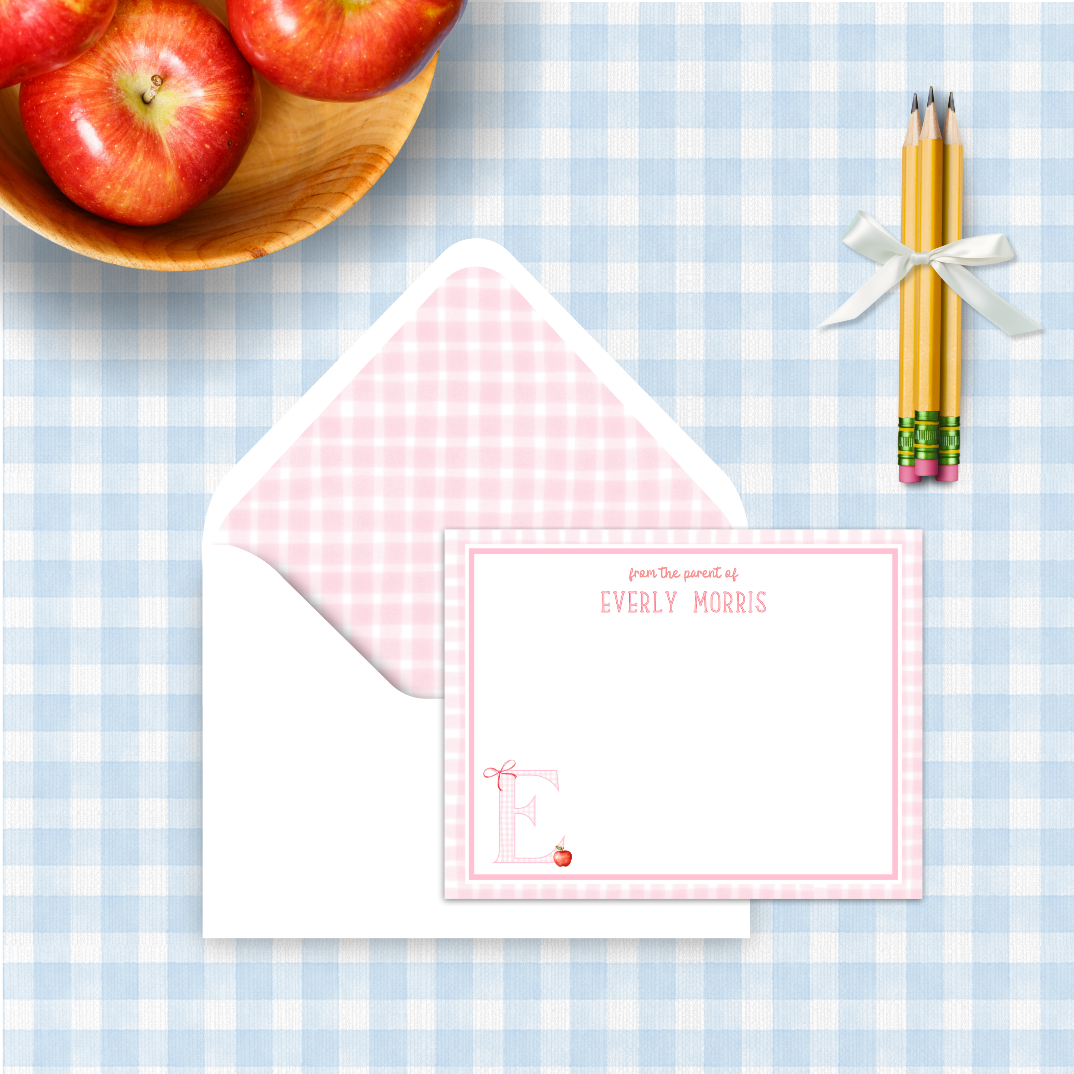 Bow Monogram Notecard Set