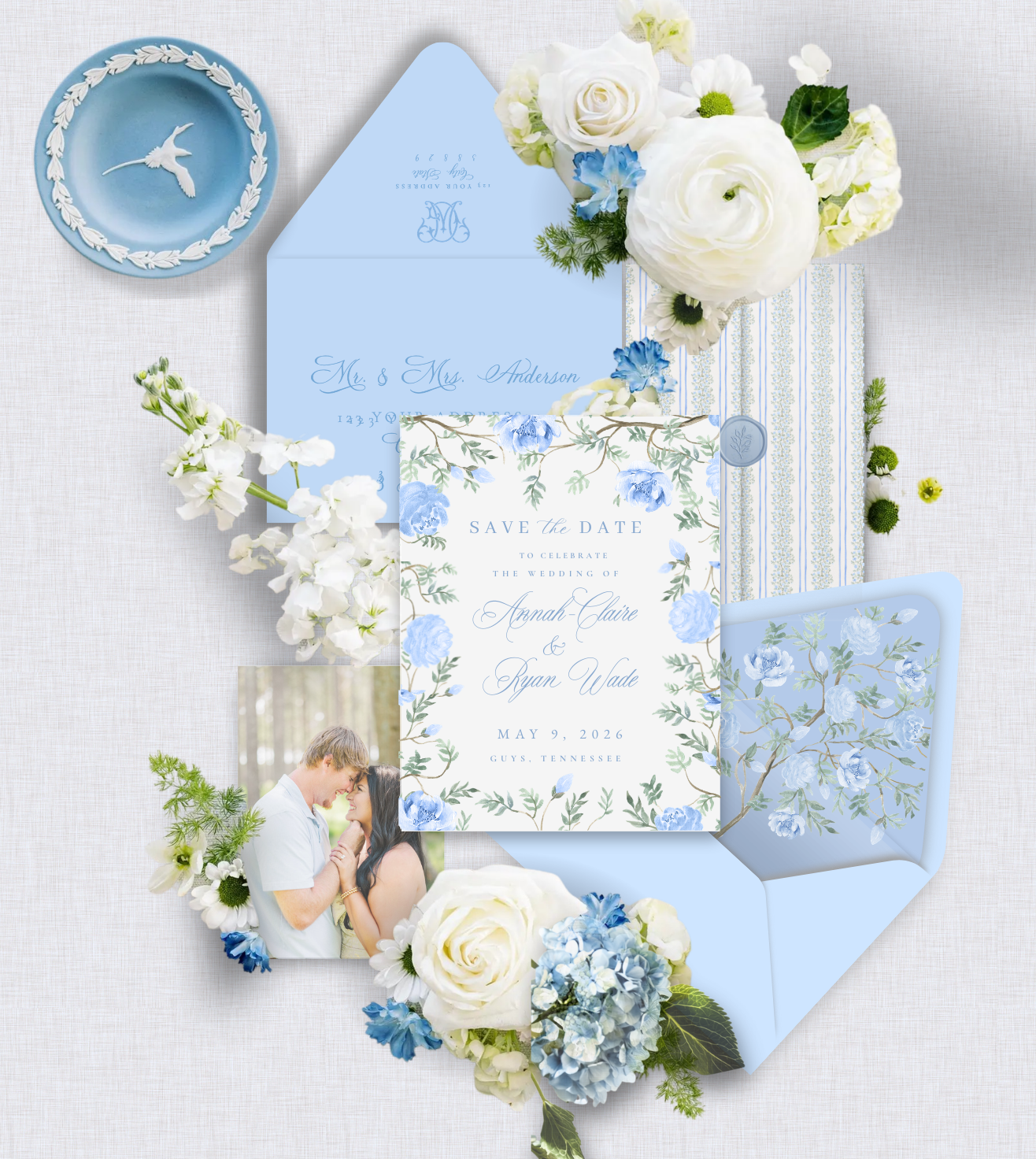 Chinoiserie Garden Save the Dates