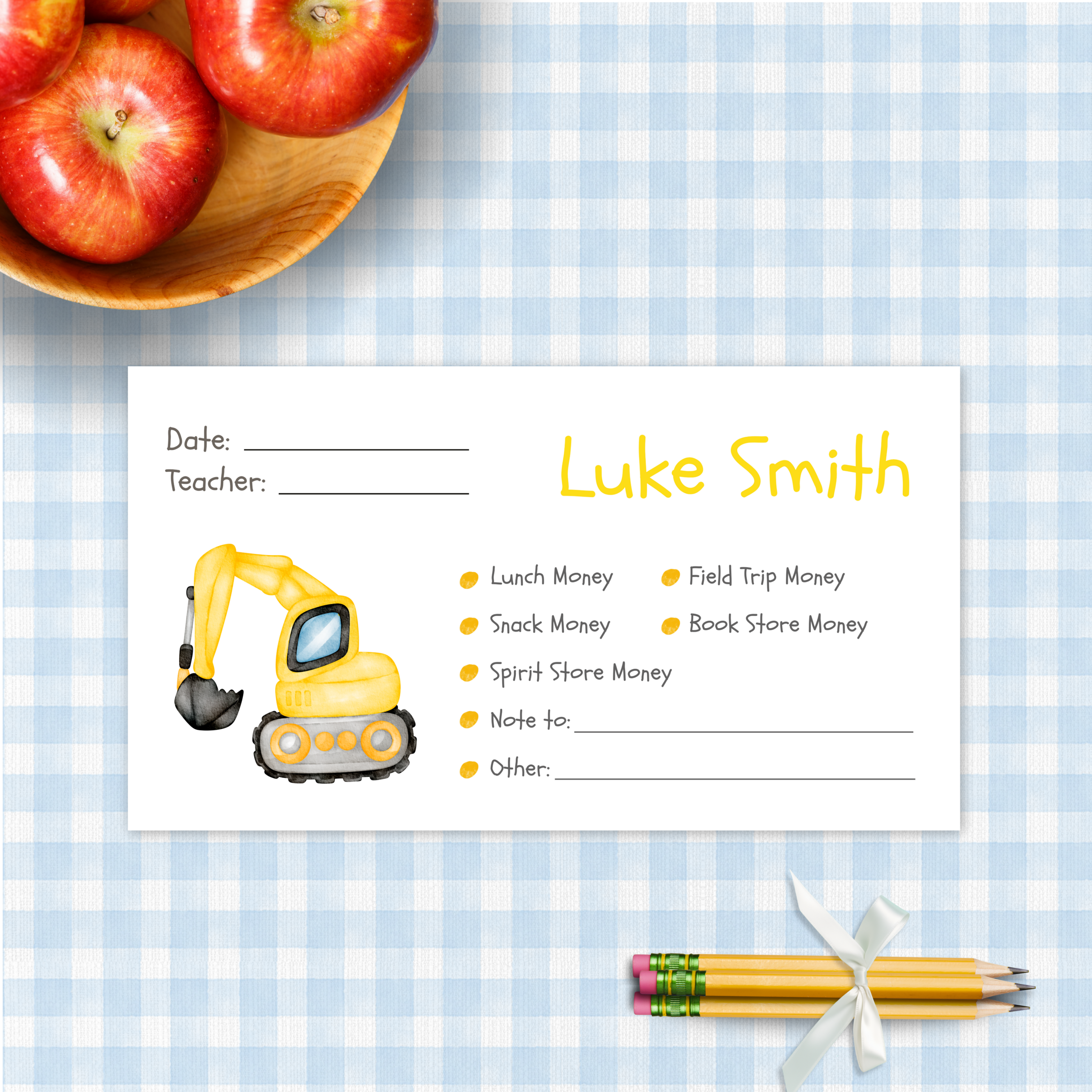 Excavator Envelope Set