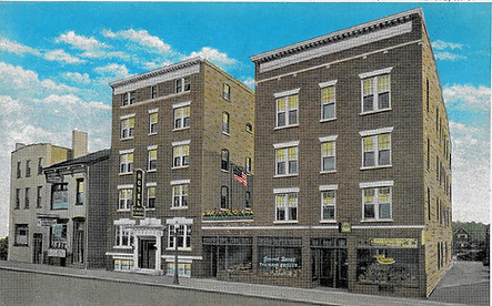 A historic rendering of the original brewery building