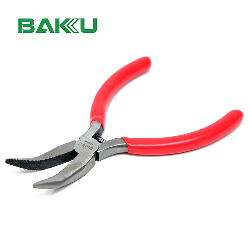 Baku® 125mm Curved Nose Plier with Spring Red Handle