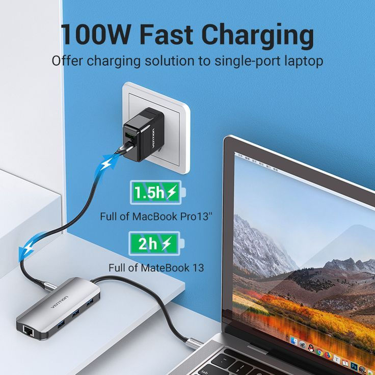 Thumbnail: USB-C to HDMI/3-Ports USB 3.0/RJ45/PD Docking Station