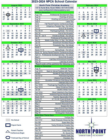 School Calendar | North Point
