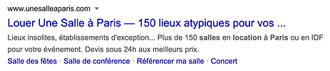 résultat recherche Google "location salle paris"