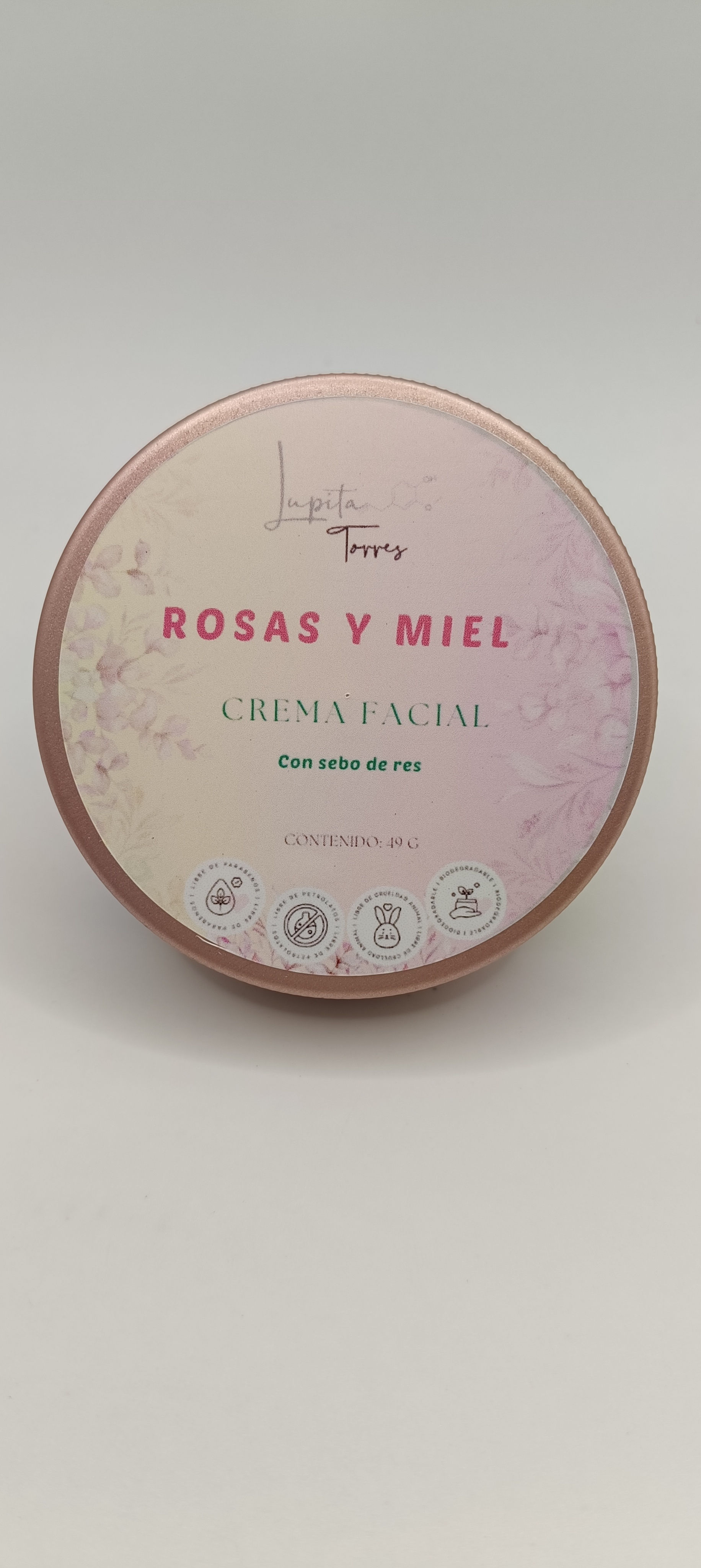 Crema facial beef tallow, rosas y miel 